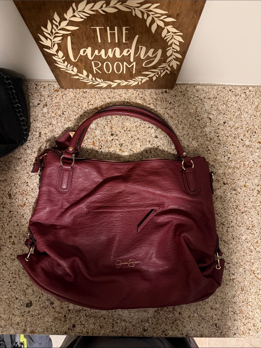Jessica Simpson Wine Red Shoulder Tote
